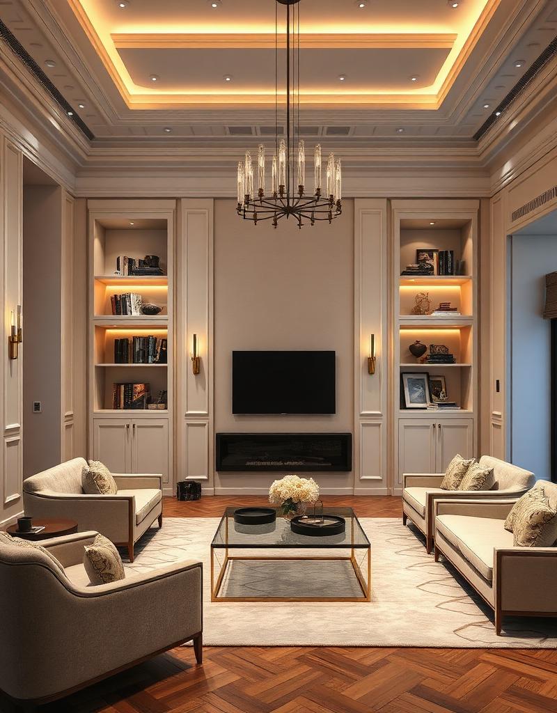 Modern living space with architectural details